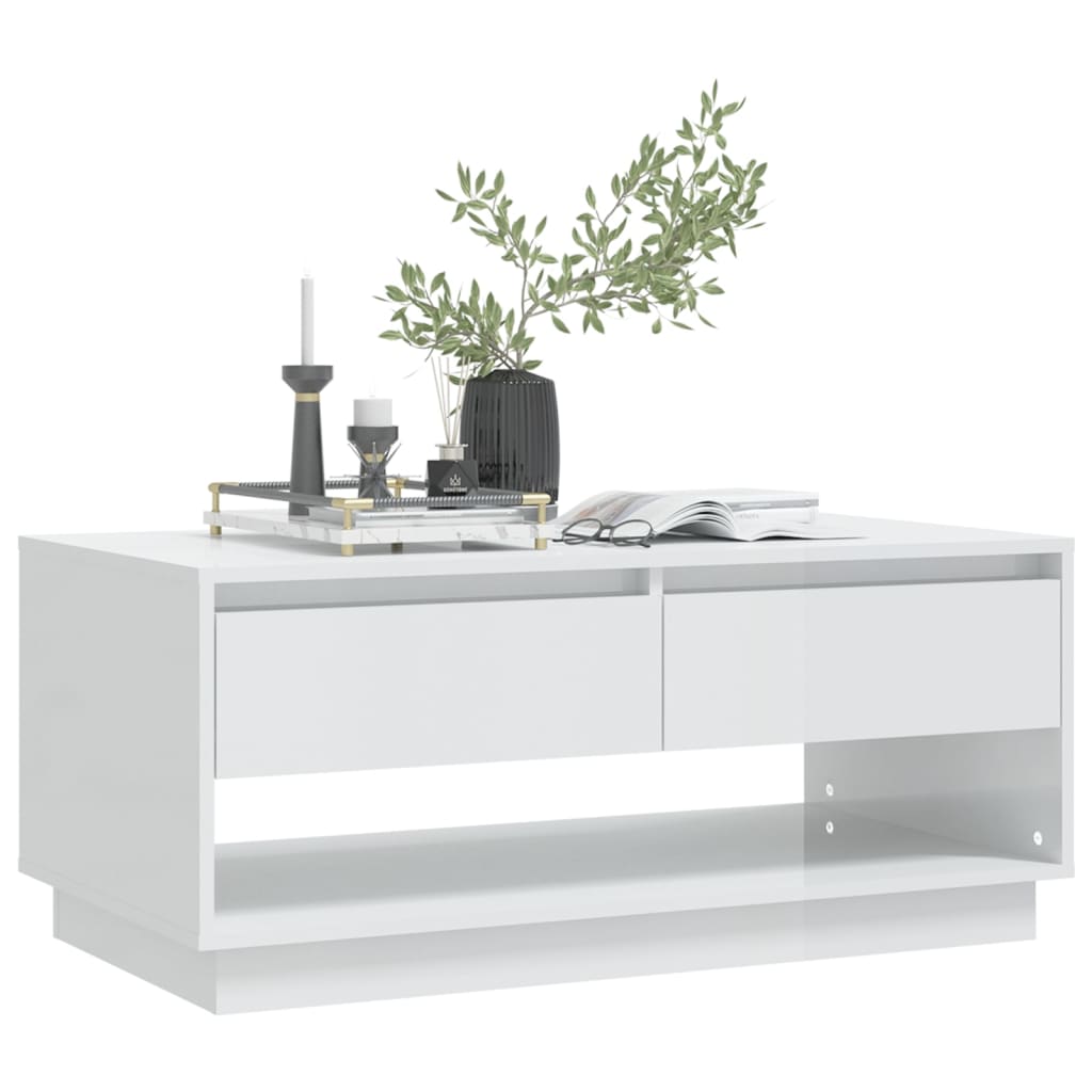Couchtisch Hochglanz-Weiß 102,5x55x44 cm Holzwerkstoff