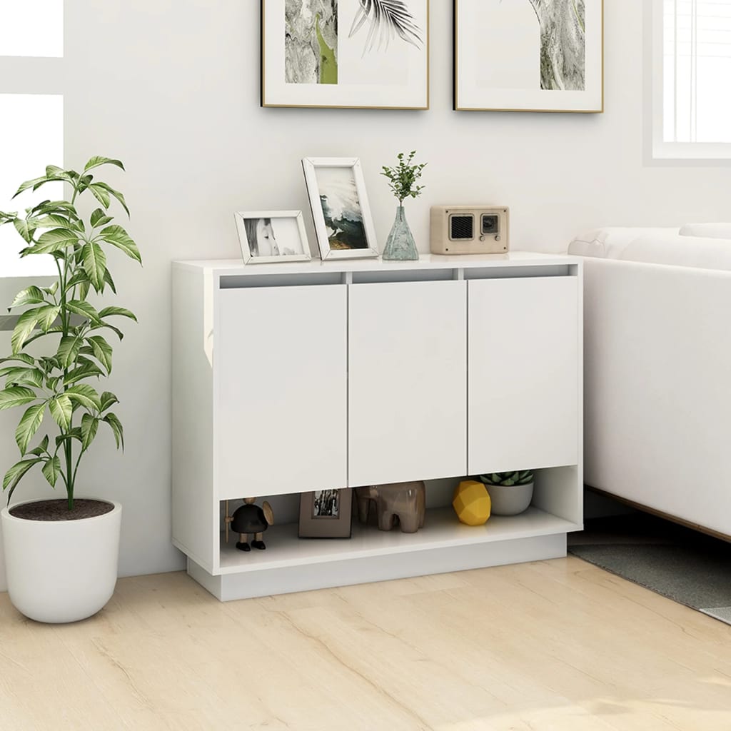 Sideboard Hochglanz-Weiß 97x31x75 cm Holzwerkstoff