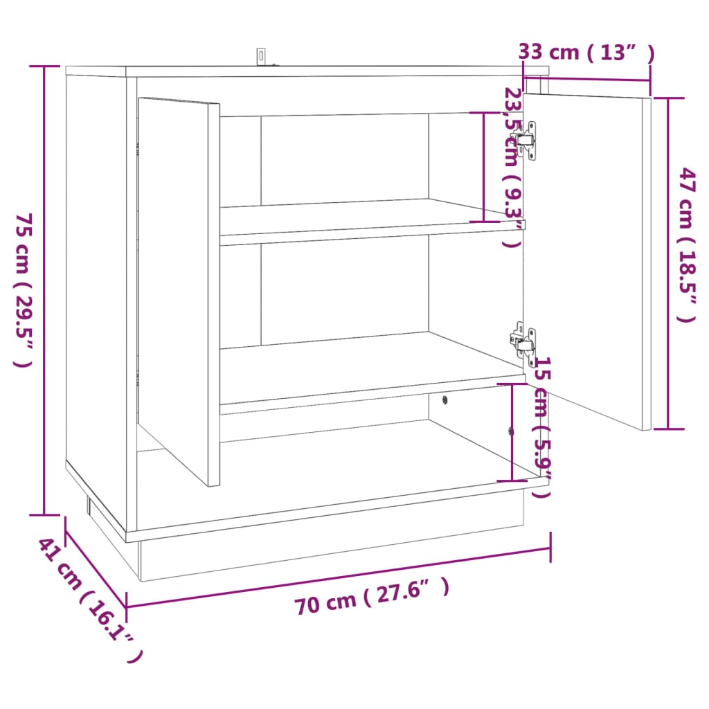 Sideboard Hochglanz-Weiß 70x41x75 cm Holzwerkstoff