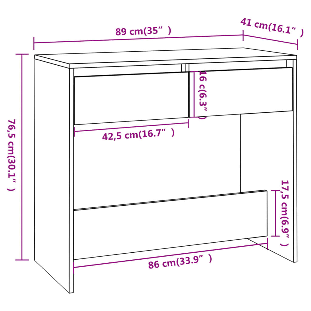 Konsolentisch Sonoma-Eiche 89x41x76,5 cm Holzwerkstoff