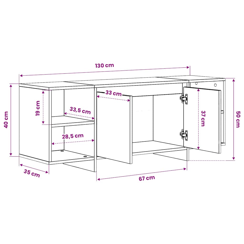 TV-Schrank Weiß 130x35x50 cm Holzwerkstoff