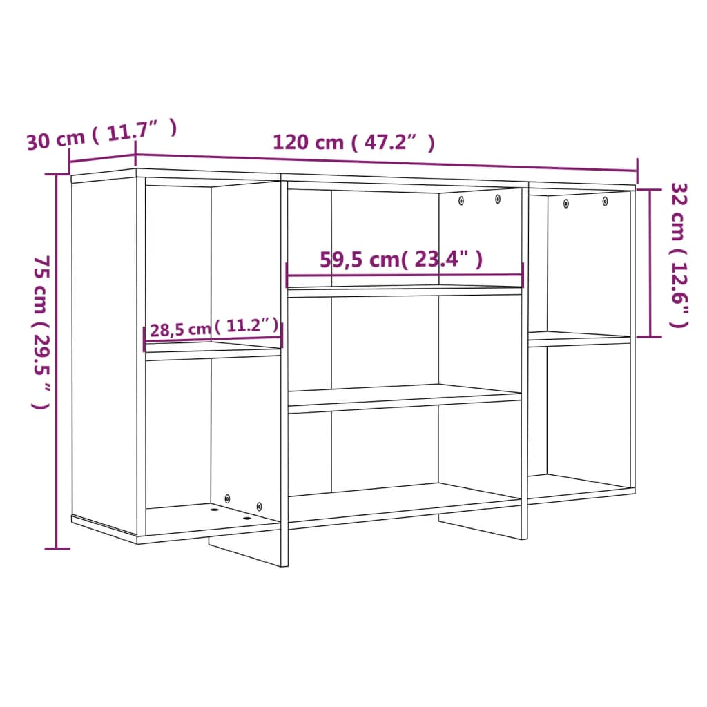 Sideboard Hochglanz-Weiß 120x30x75 cm Holzwerkstoff