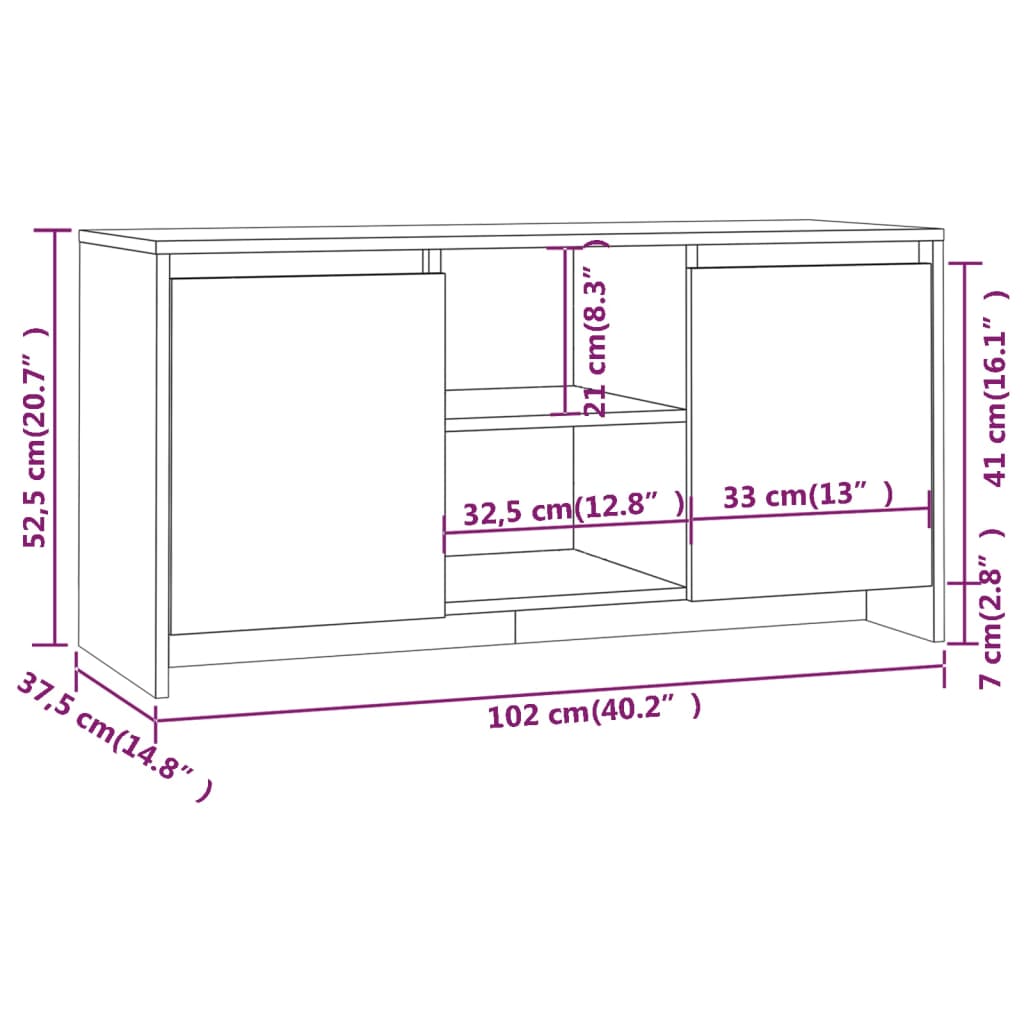 TV-Schrank Weiß 102x37,5x52,5 cm Holzwerkstoff