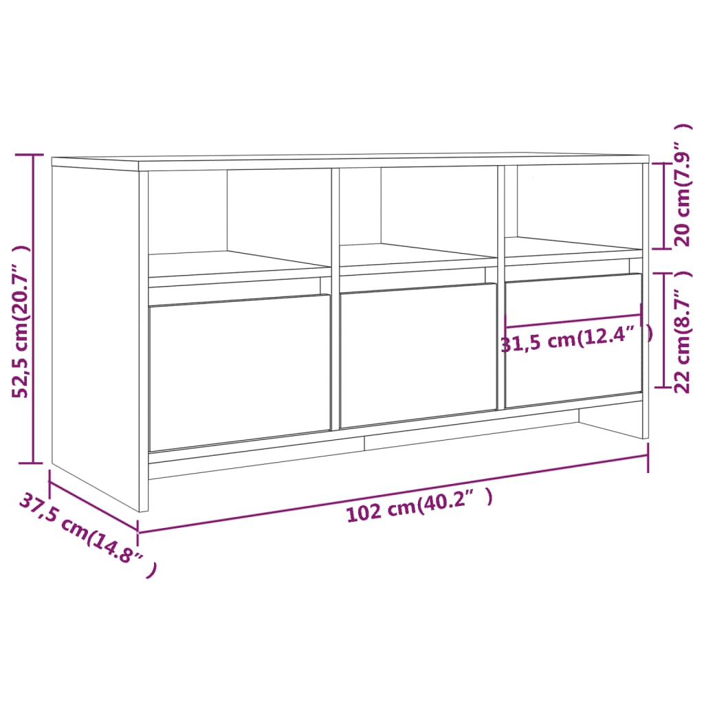 TV-Schrank Sonoma-Eiche 102x37,5x52,5 cm Holzwerkstoff