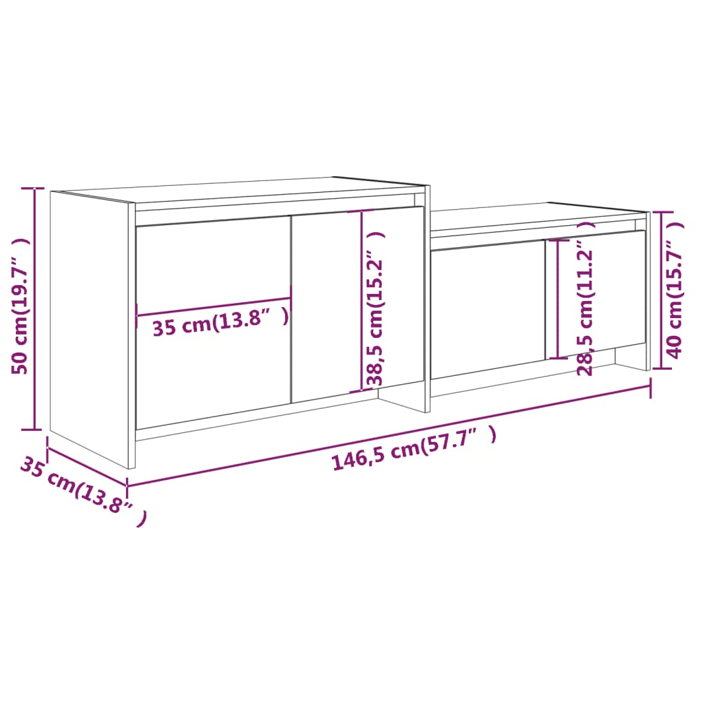 TV-Schrank Schwarz 146,5x35x50 cm Holzwerkstoff