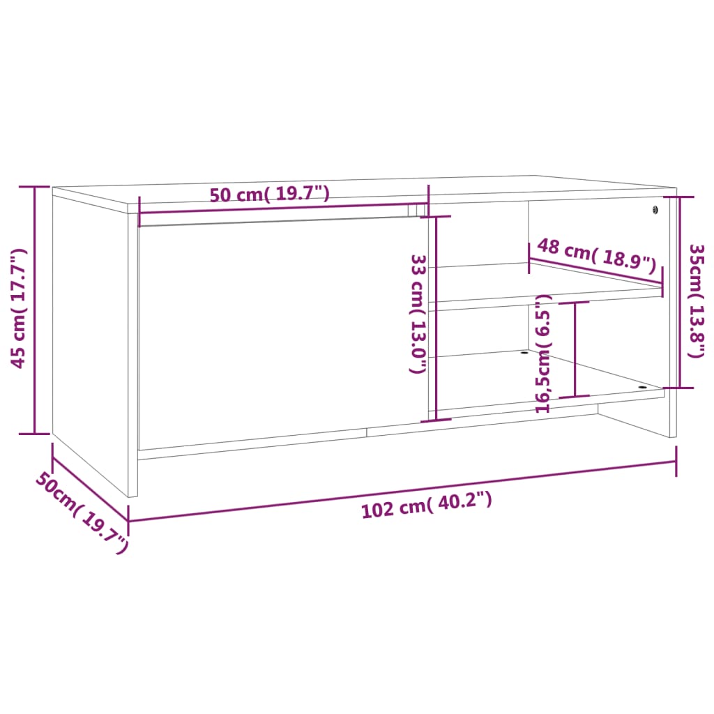 Couchtisch Betongrau 102x50x45 cm Holzwerkstoff