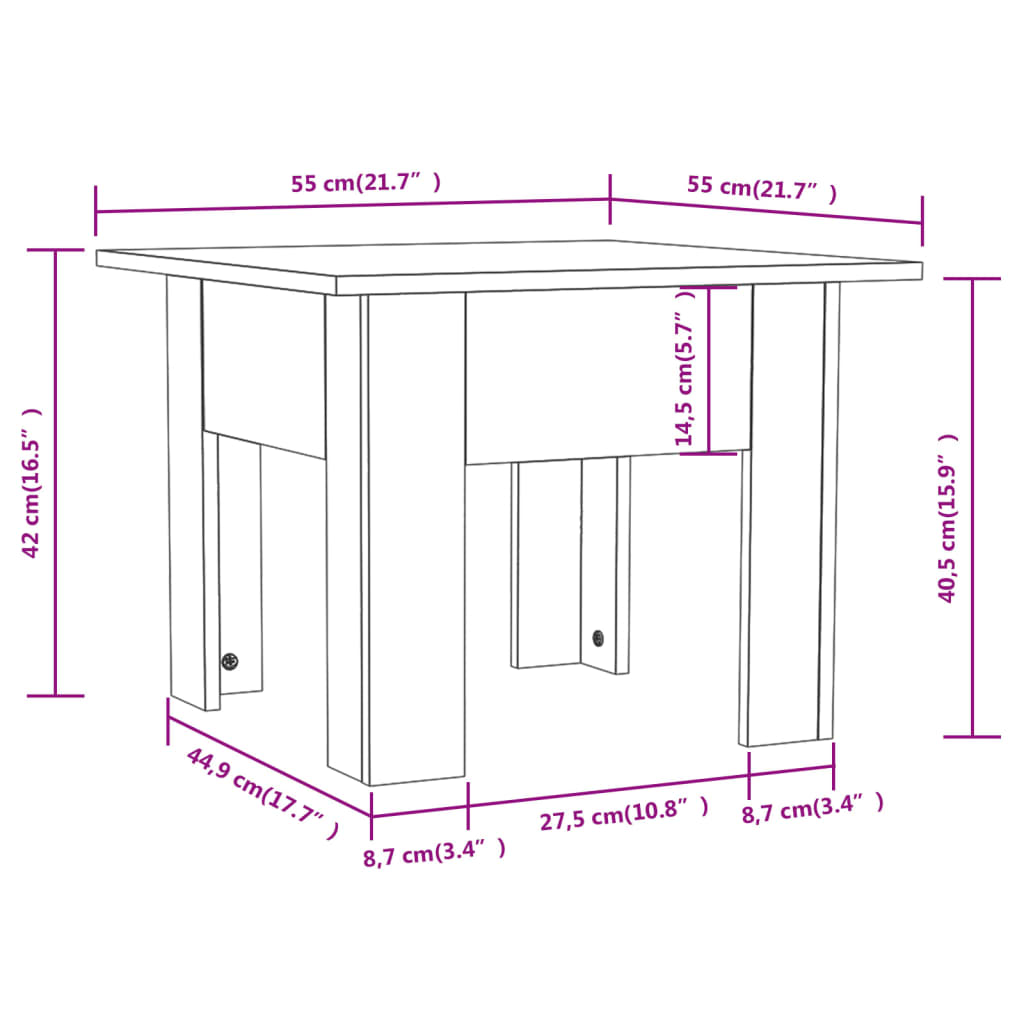 Couchtisch Betongrau 55x55x42 cm Holzwerkstoff