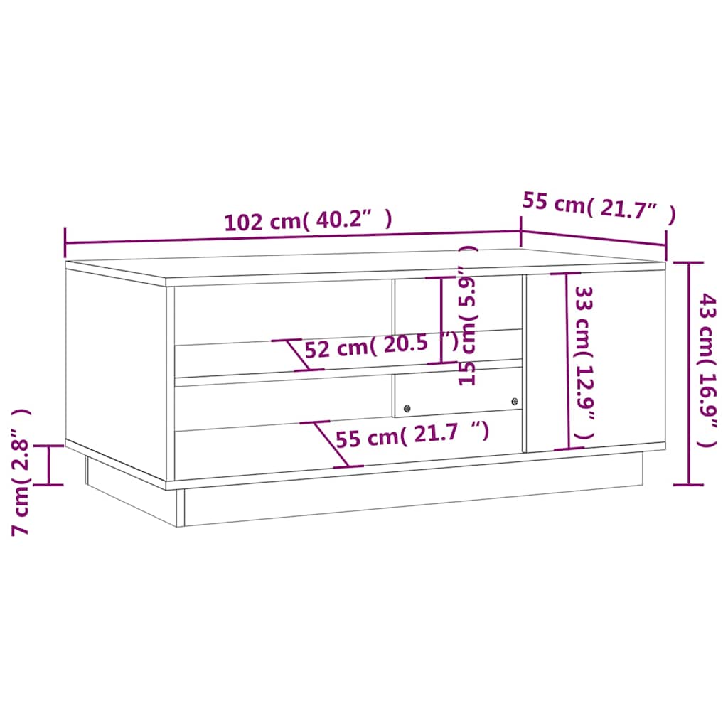 Couchtisch Schwarz 102x55x43 cm Holzwerkstoff