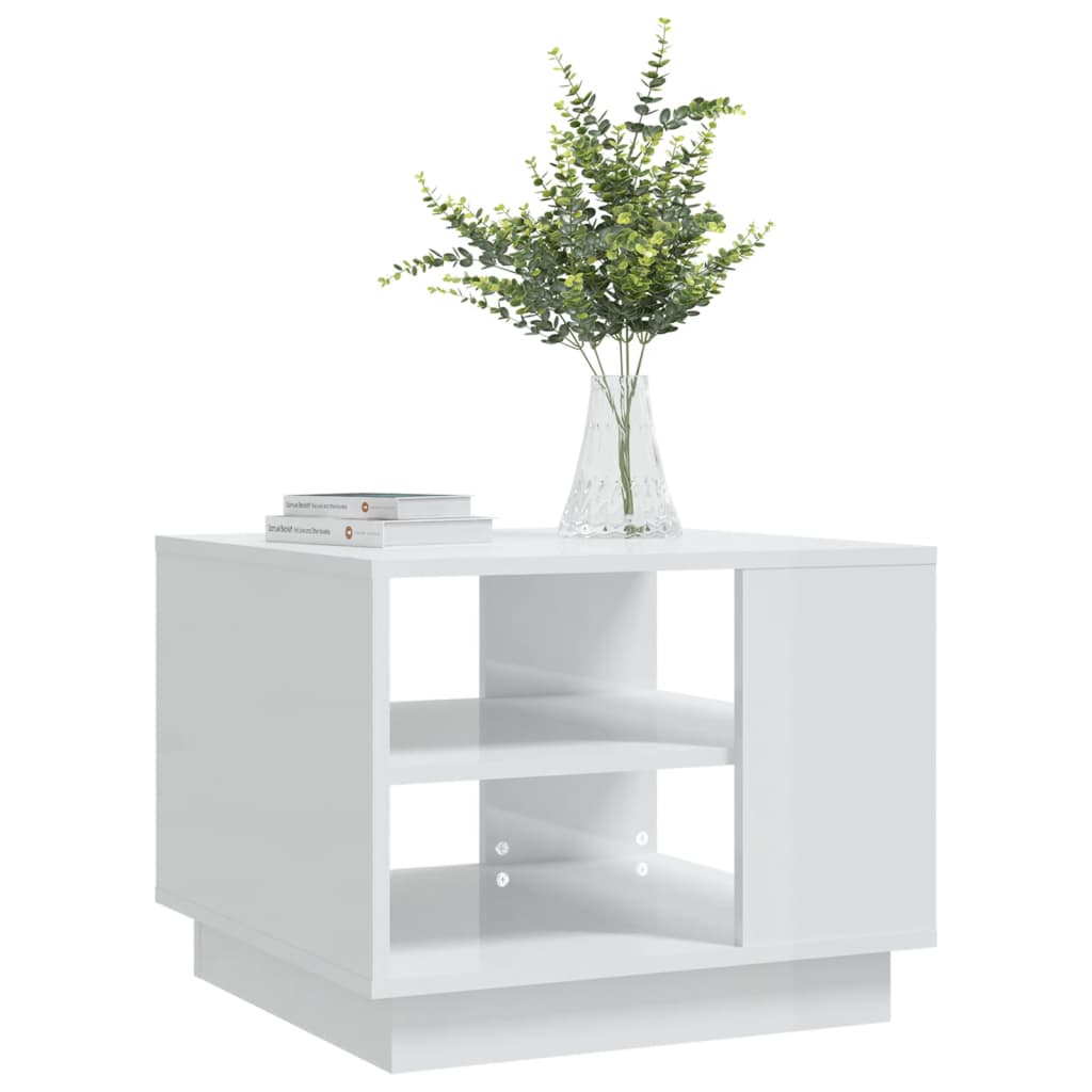Couchtisch Hochglanz-Weiß 55x55x43 cm Holzwerkstoff