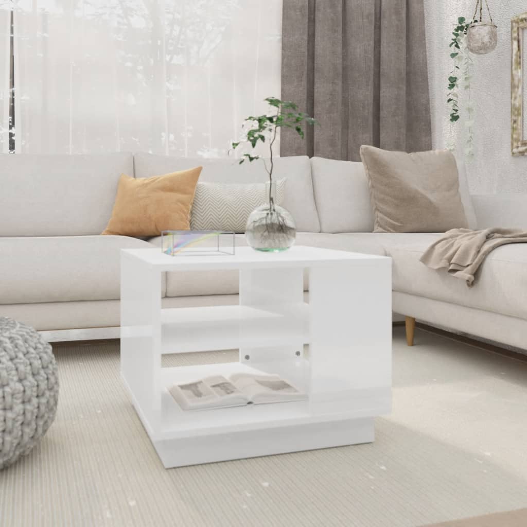 Couchtisch Hochglanz-Weiß 55x55x43 cm Holzwerkstoff