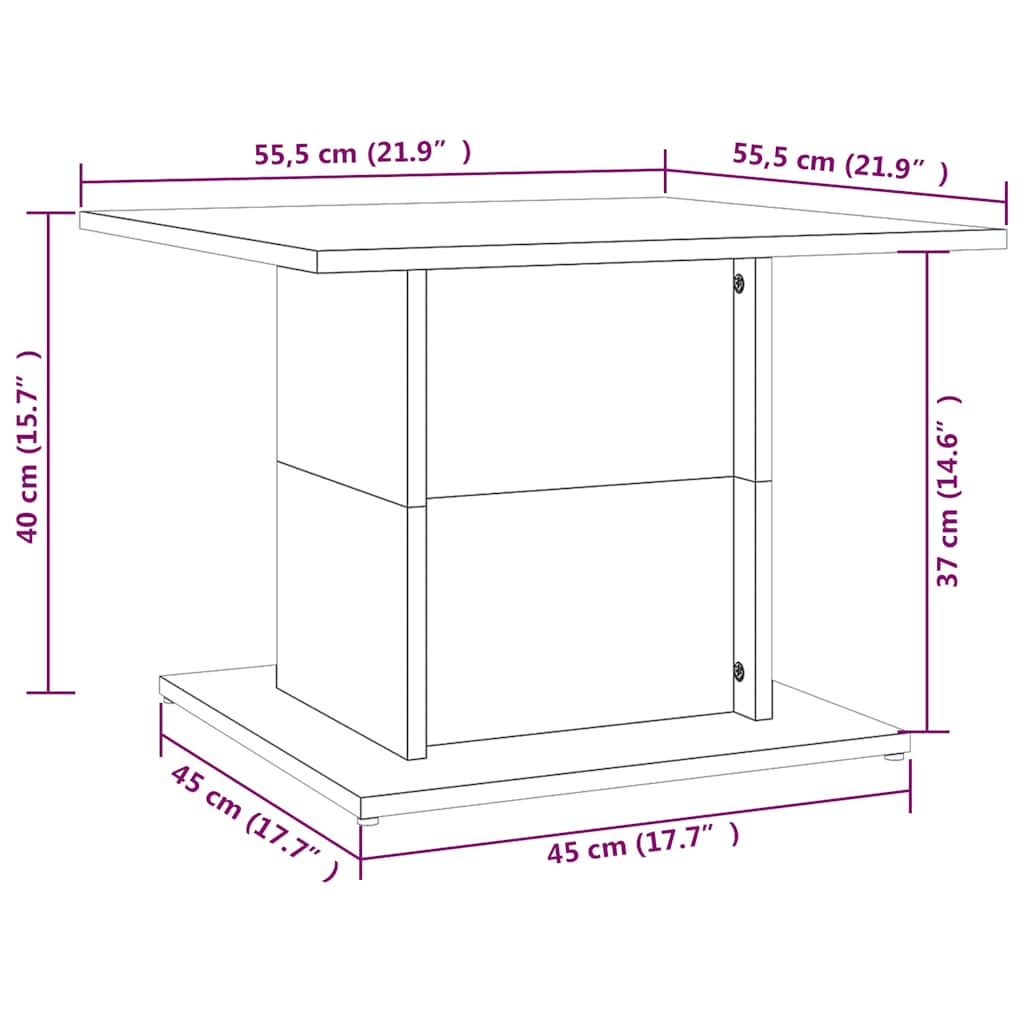 Couchtisch Schwarz 55,5x55,5x40 cm Holzwerkstoff