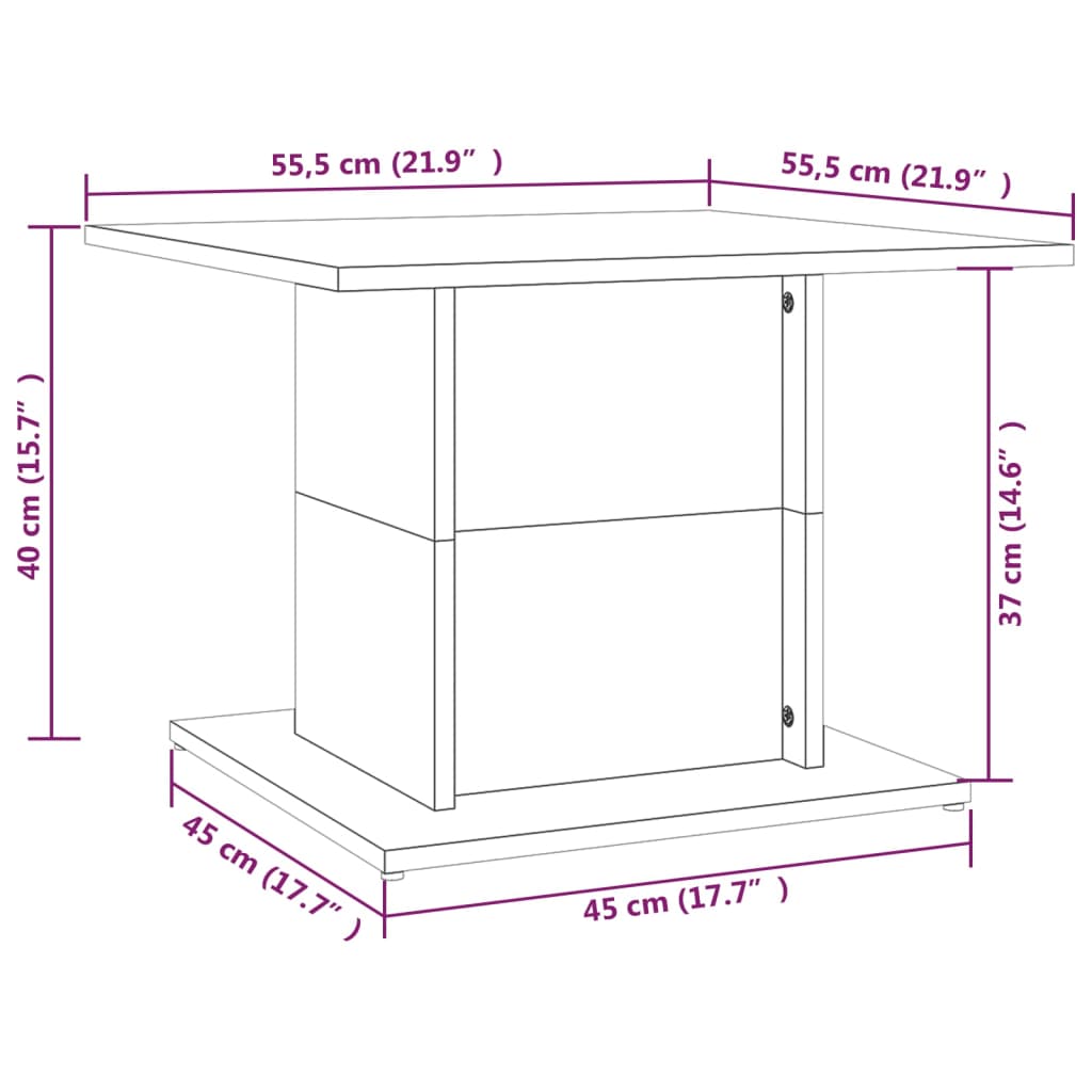 Couchtisch Hochglanz-Weiß 55,5x55,5x40 cm Holzwerkstoff
