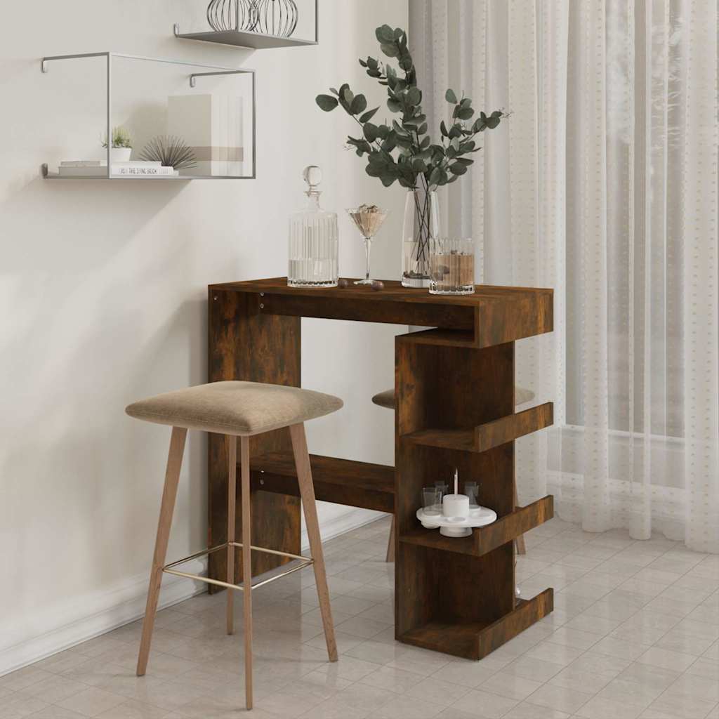 Bartisch mit Regal Räuchereiche 100x50x101,5 cm Holzwerkstoff