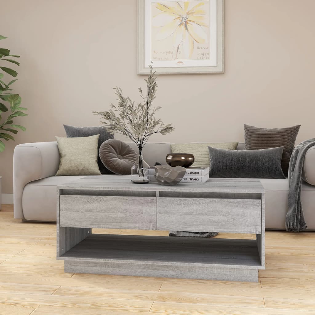 Couchtisch Grau Sonoma 102,5x55x44 cm Holzwerkstoff