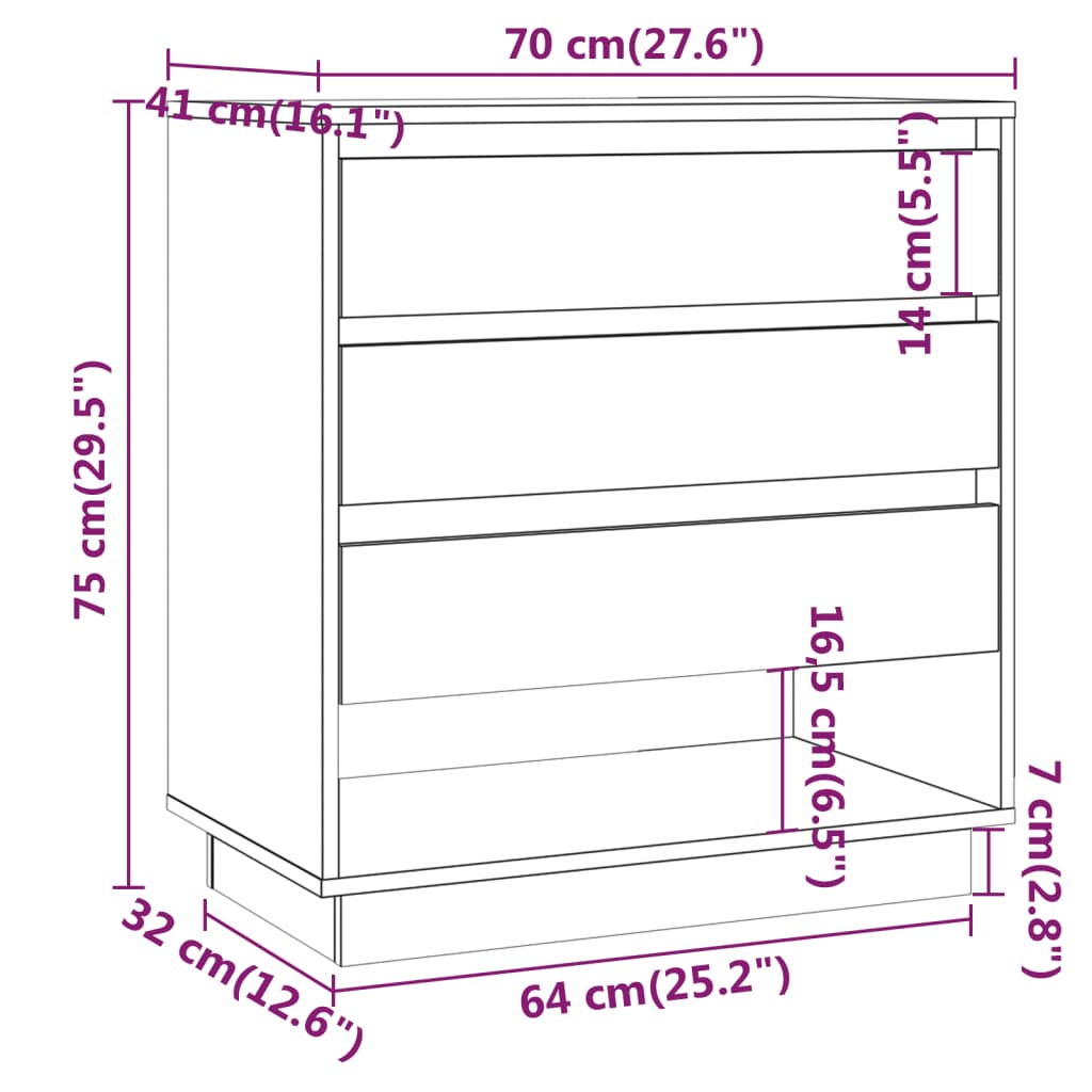 Sideboard Braun Eichen-Optik 70x41x75 cm Holzwerkstoff