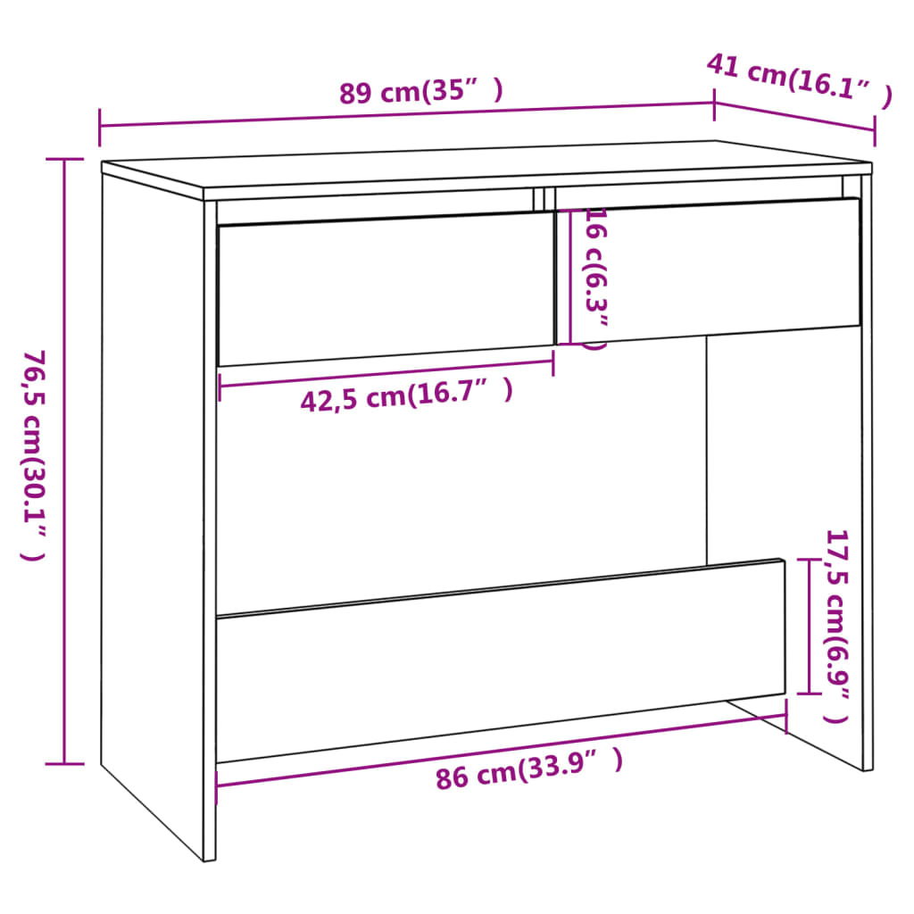 Konsolentisch Räuchereiche 89x41x76,5 cm Holzwerkstoff