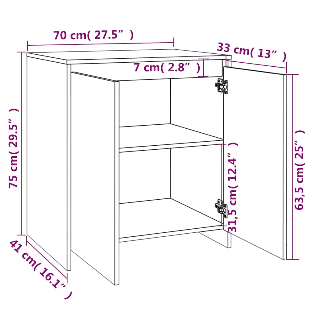 Sideboard Grau Sonoma 70x41x75 cm Holzwerkstoff