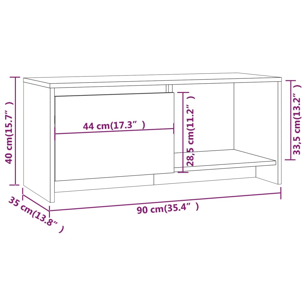 TV-Schrank Grau Sonoma 90x35x40 cm Holzwerkstoff