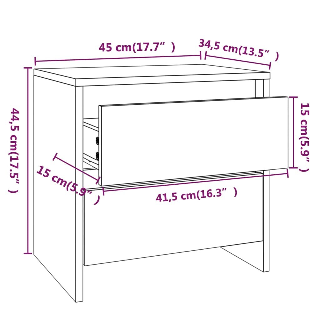 Nachttische 2 Stk. Grau Sonoma 45x34,5x44,5 cm Holzwerkstoff