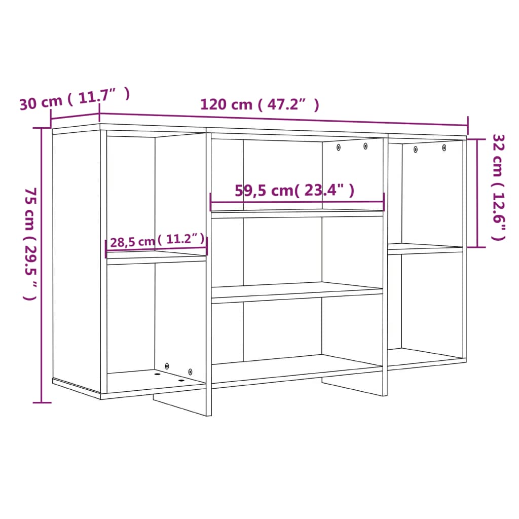Sideboard Braun Eichen-Optik 120x30x75 cm Holzwerkstoff