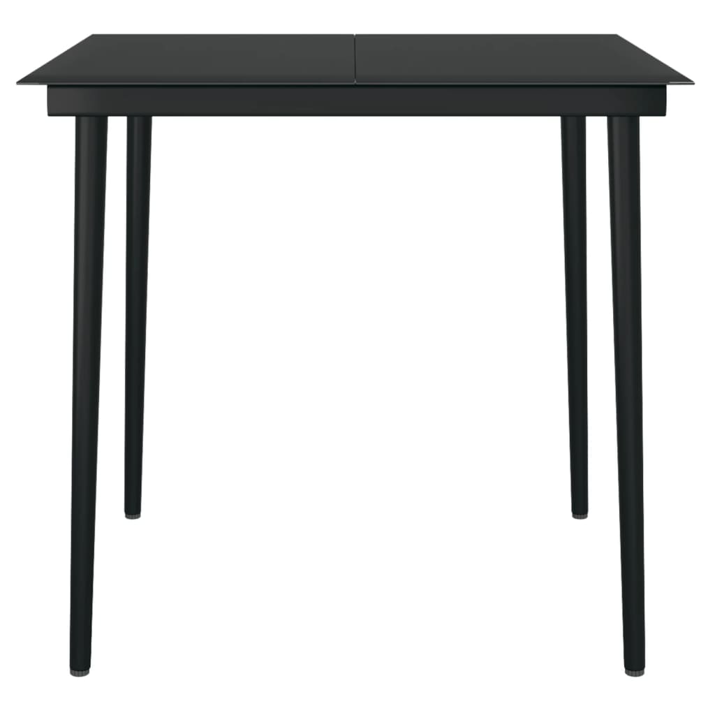 Garten-Esstisch Schwarz 80x80x74 cm Stahl und Glas