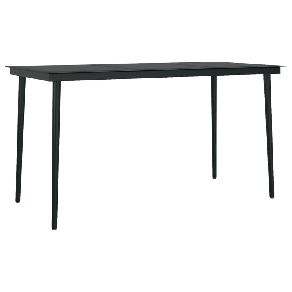 Garten-Esstisch Schwarz 140x70x74 cm Stahl und Glas