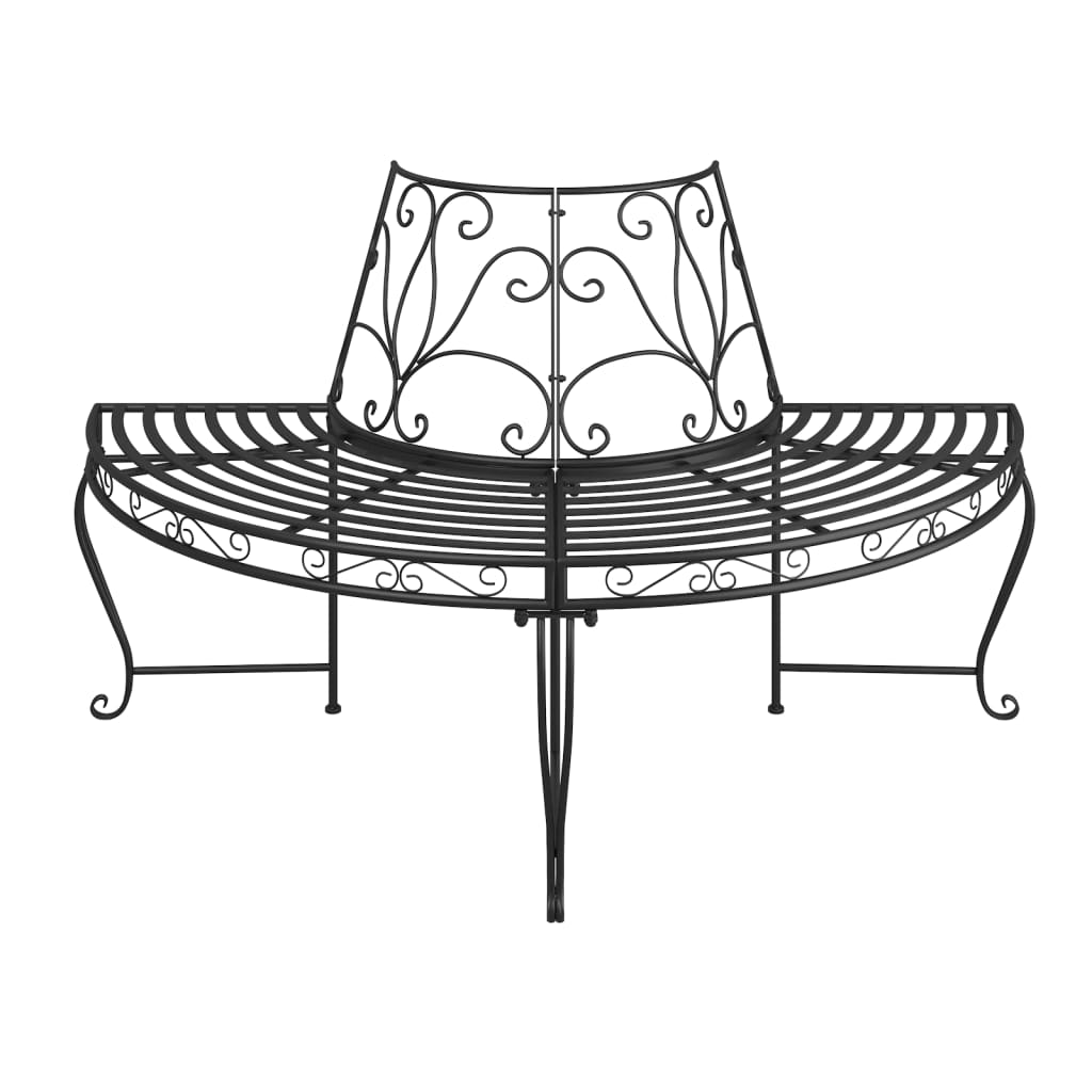 Baumbank Halbrund Ø160 cm Schwarz Stahl