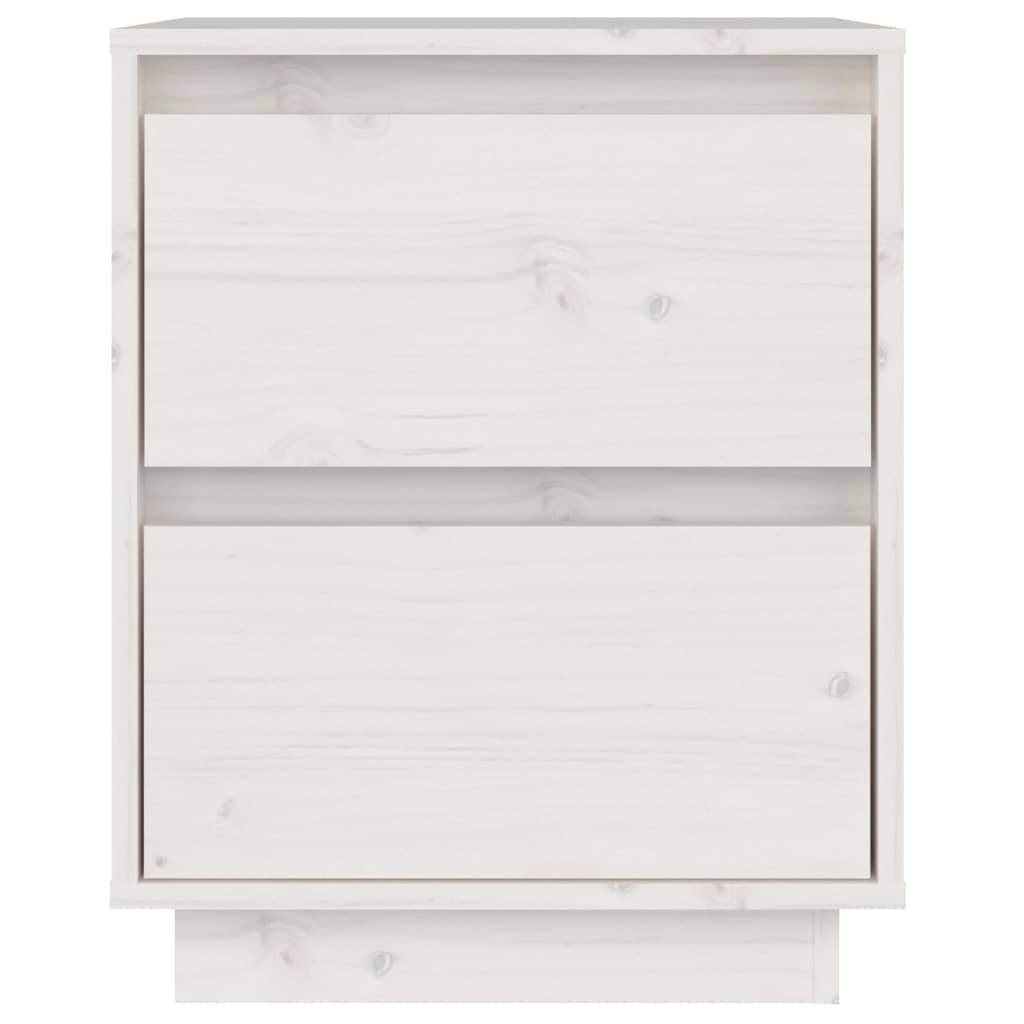 Nachttische 2 Stk. Weiß 40x35x50 cm Massivholz Kiefer
