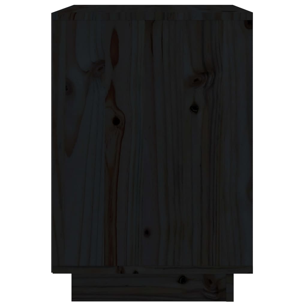 Nachttische 2 Stk. Schwarz 40x35x50 cm Massivholz Kiefer