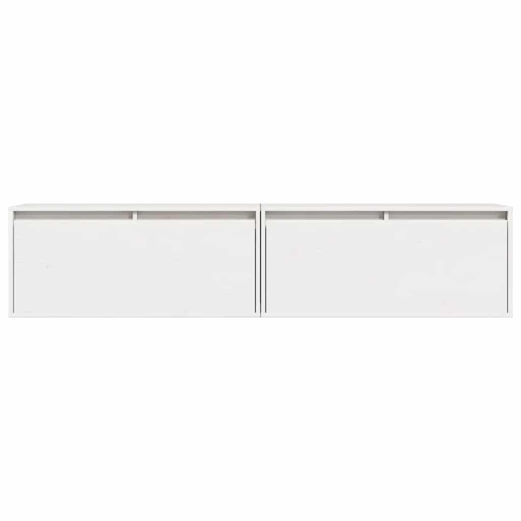 Wandschränke 2 Stk. Weiß 80x30x35 cm Massivholz Kiefer