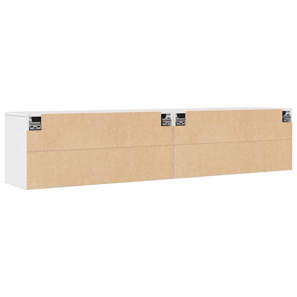 Wandschränke 2 Stk. Weiß 80x30x35 cm Massivholz Kiefer