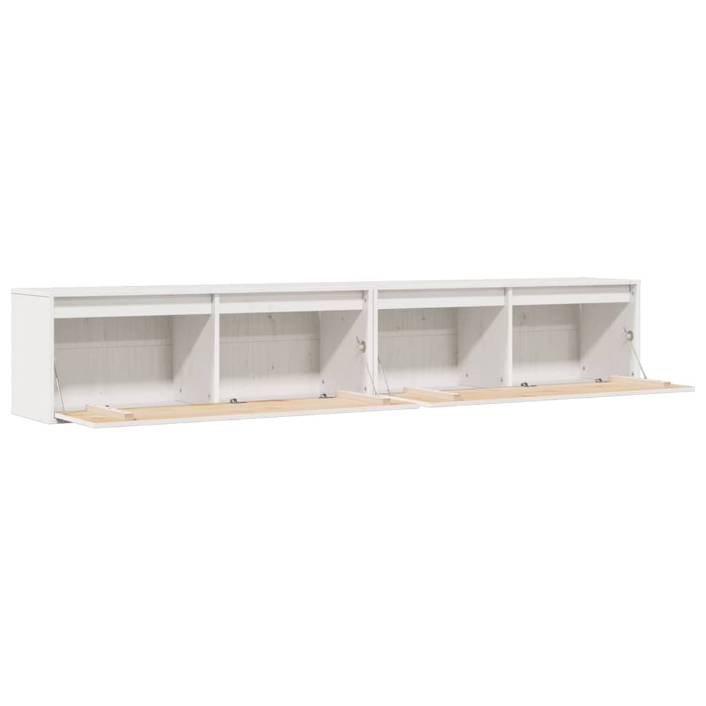 Wandschränke 2 Stk. Weiß 100x30x35 cm Massivholz Kiefer