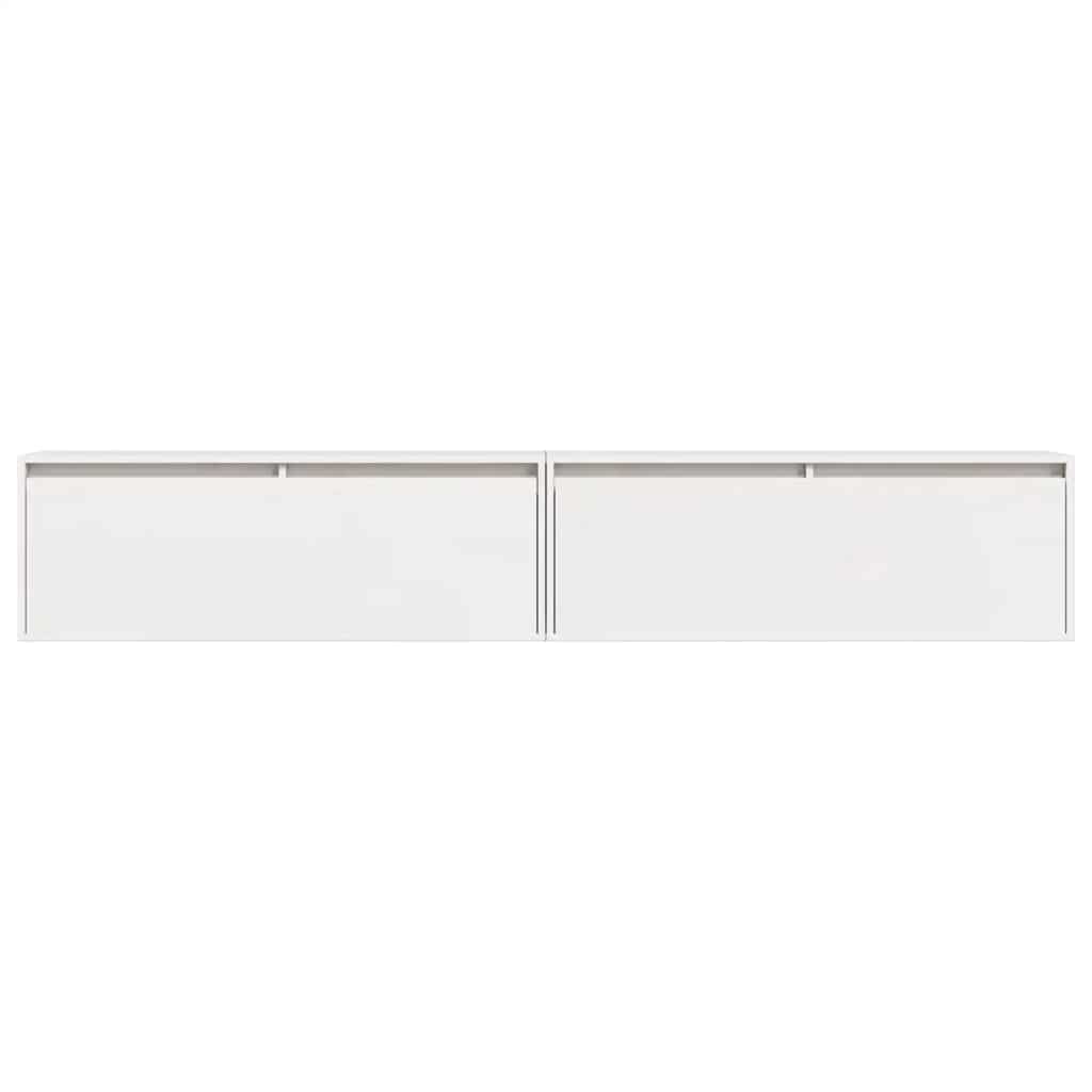 Wandschränke 2 Stk. Weiß 100x30x35 cm Massivholz Kiefer