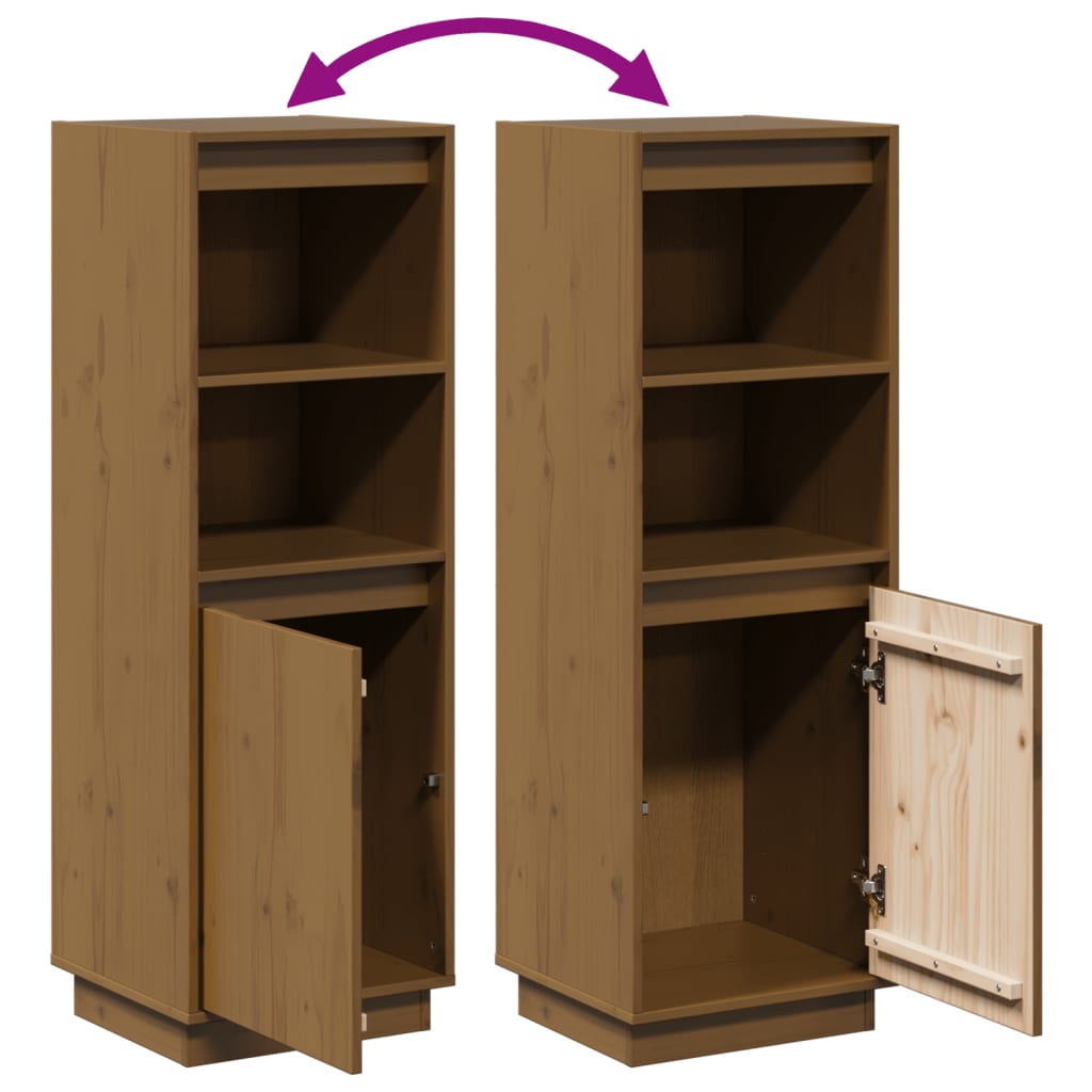 Highboard Honigbraun 37x34x110 cm Massivholz Kiefer