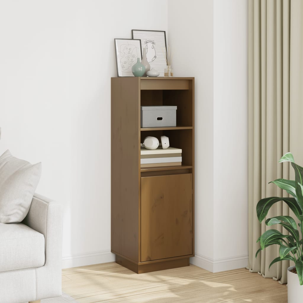 Highboard Honigbraun 37x34x110 cm Massivholz Kiefer
