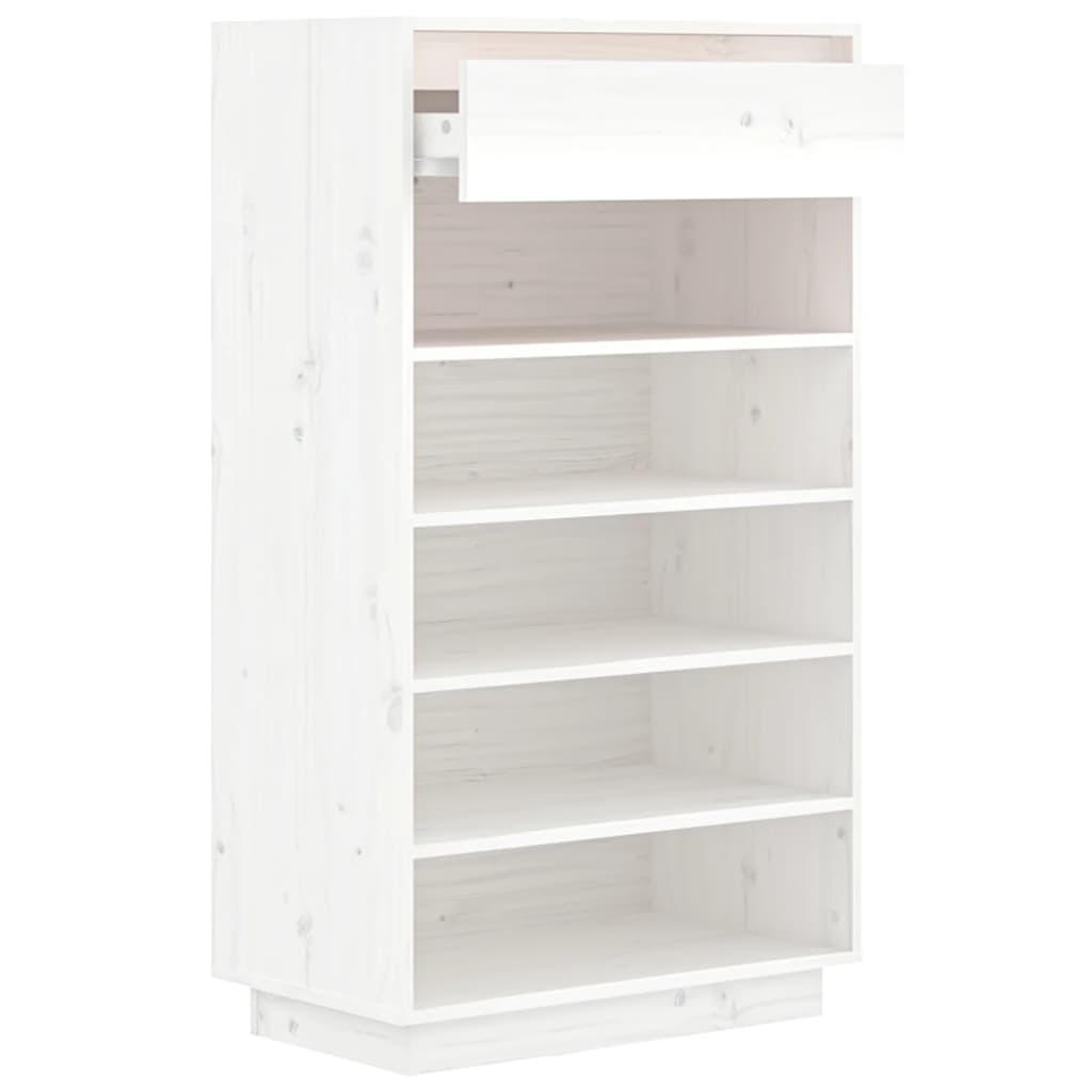 Schuhregal Weiß 60x34x105 cm Massivholz Kiefer