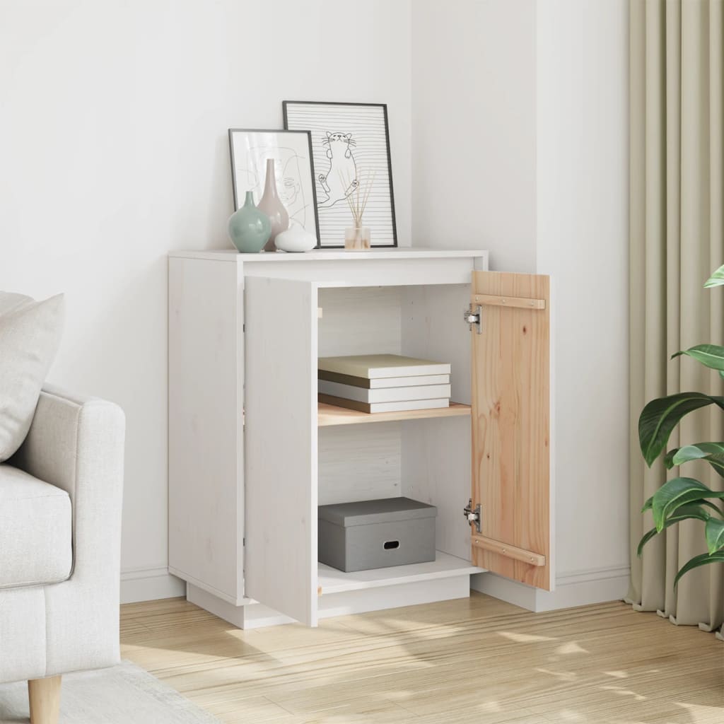 Sideboard Weiß 60x34x75 cm Massivholz Kiefer