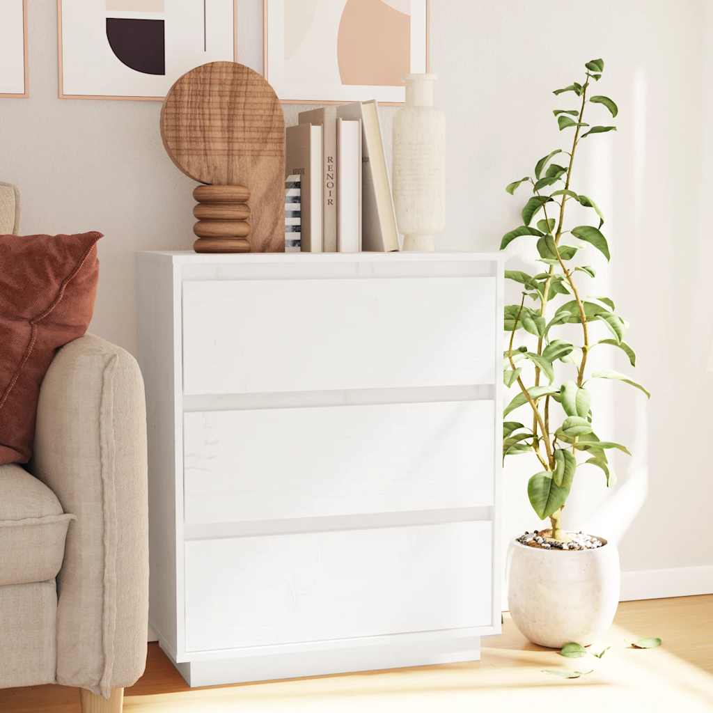 Sideboard Weiß 60x34x75 cm Massivholz Kiefer