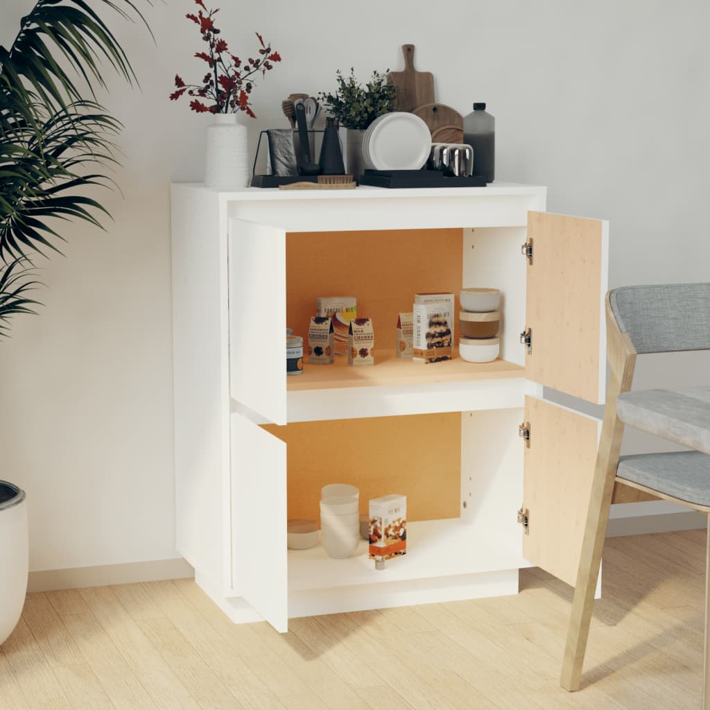 Sideboard Weiß 60x34x75 cm Massivholz Kiefer