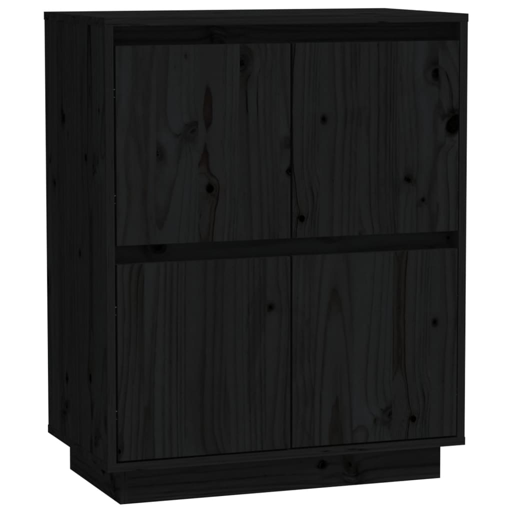 Sideboard Schwarz 60x34x75 cm Massivholz Kiefer