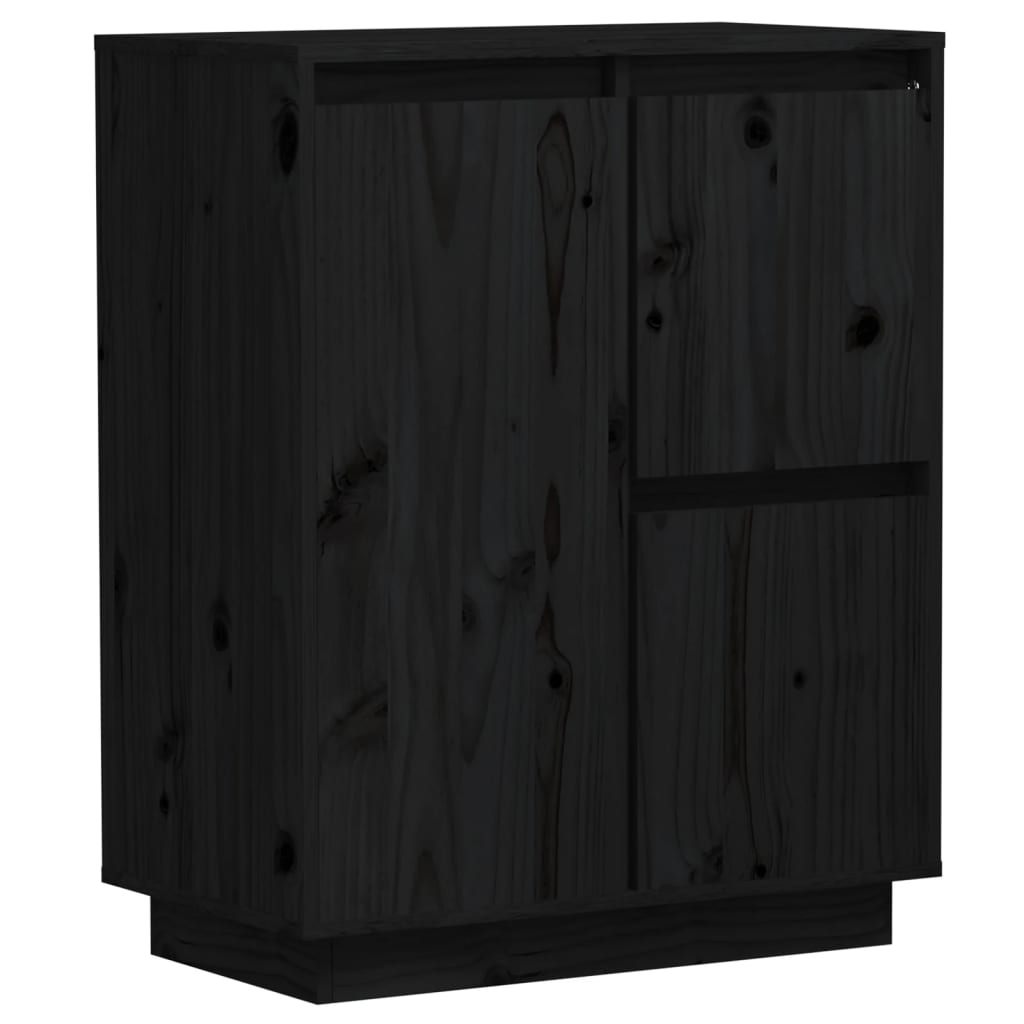 Sideboard Schwarz 60x34x75 cm Massivholz Kiefer