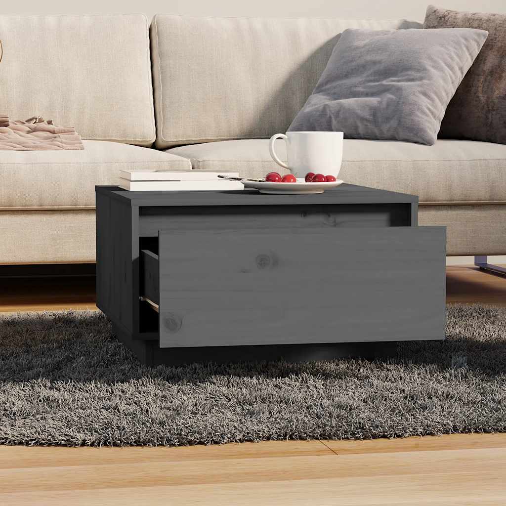 Couchtisch Grau 55x56x32 cm Massivholz Kiefer