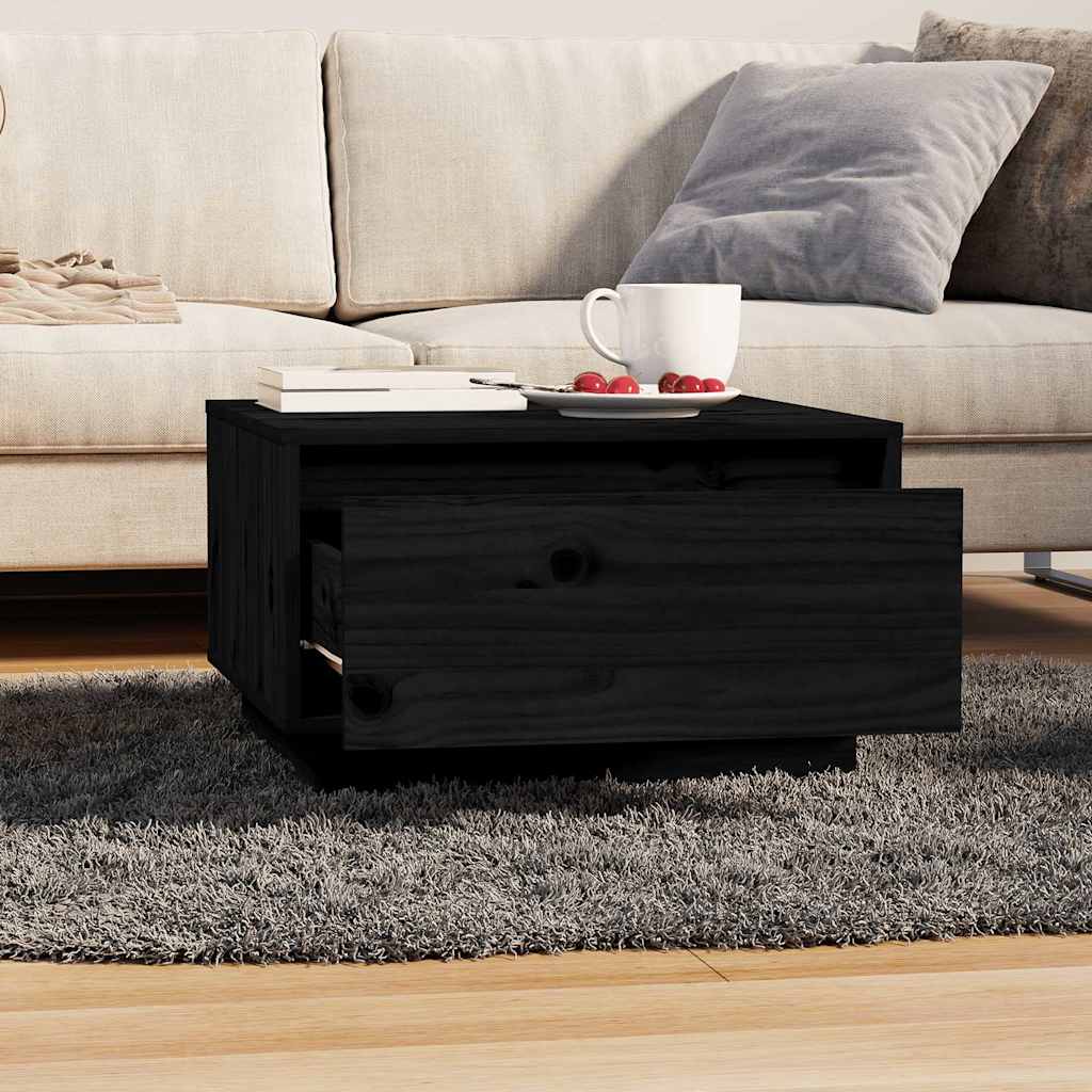 Couchtisch Schwarz 55x56x32 cm Massivholz Kiefer