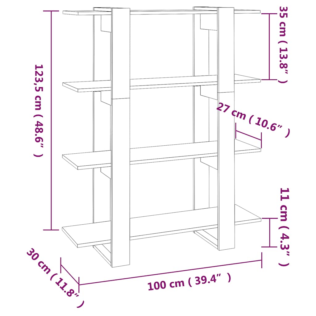 Bücherregal/Raumteiler Sonoma-Eiche 100x30x123,5 cm