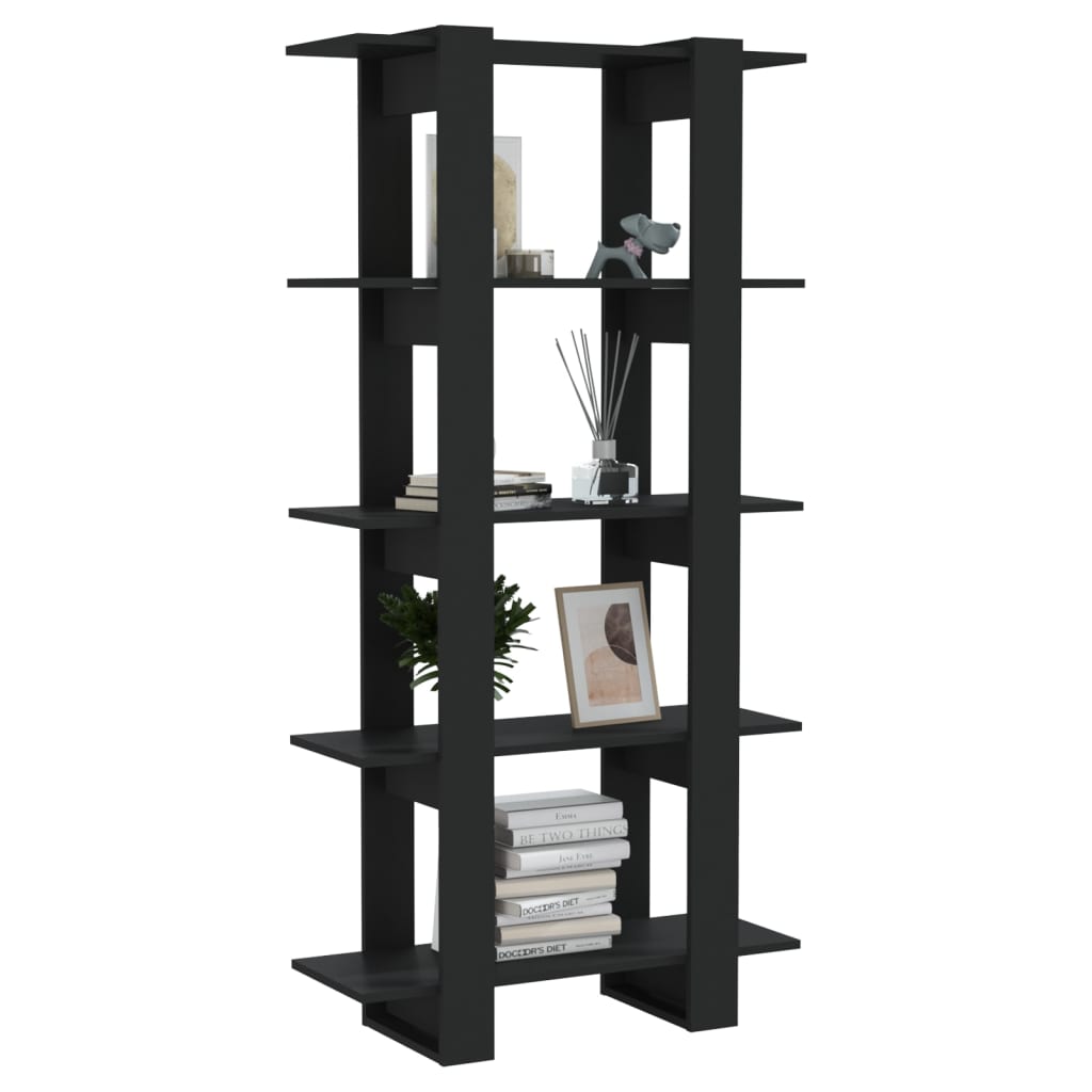 Bücherregal/Raumteiler Schwarz 80x30x160 cm Holzwerkstoff
