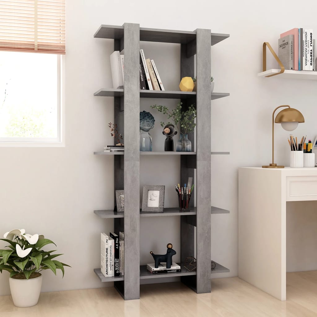Bücherregal/Raumteiler Betongrau 80x30x160 cm Holzwerkstoff