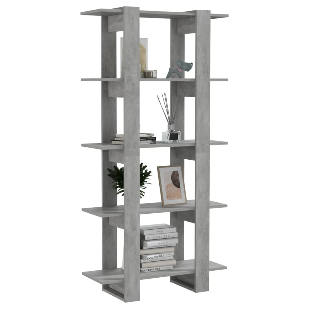 Bücherregal/Raumteiler Betongrau 80x30x160 cm Holzwerkstoff