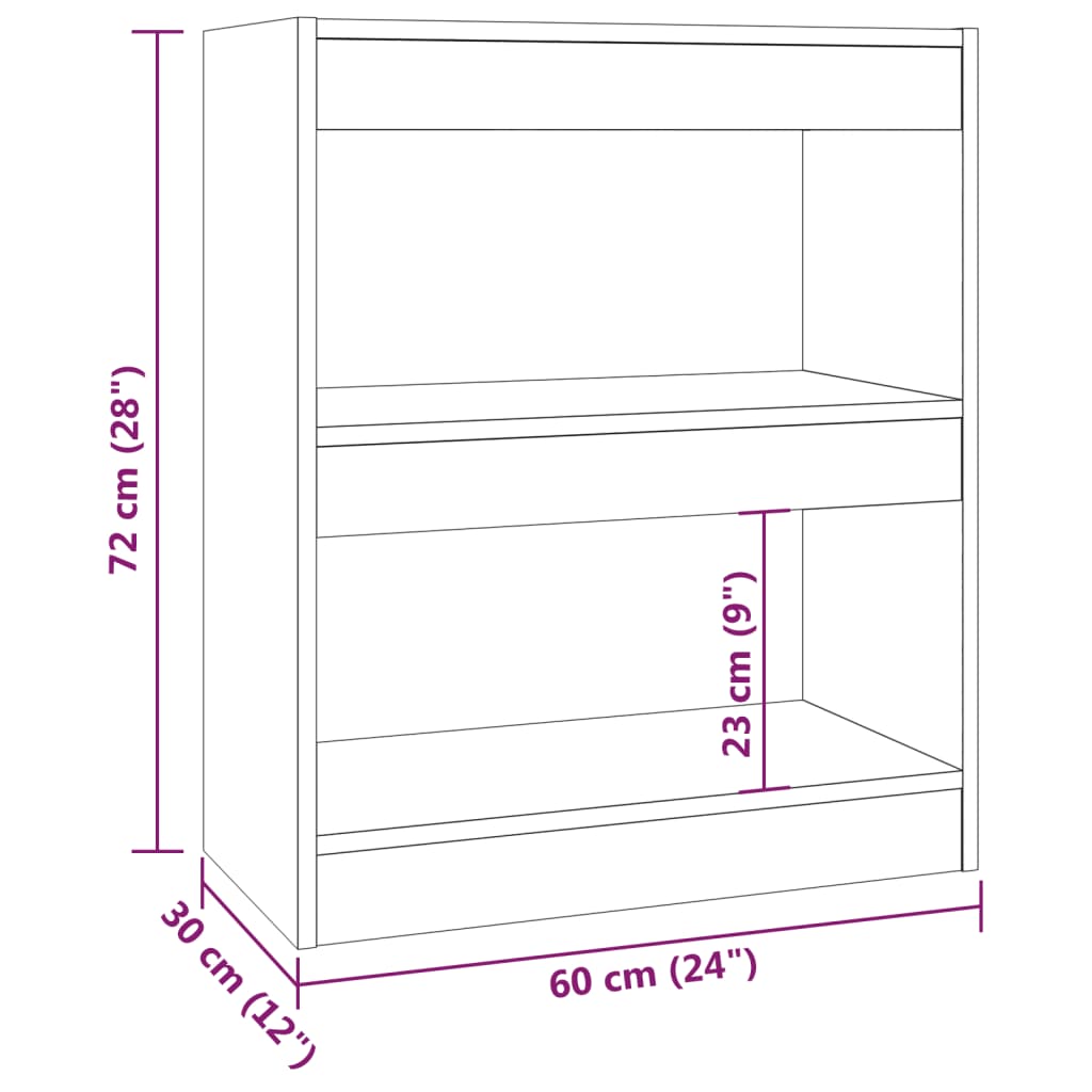 Bücherregal/Raumteiler Hochglanz-Weiß 60x30x72 cm