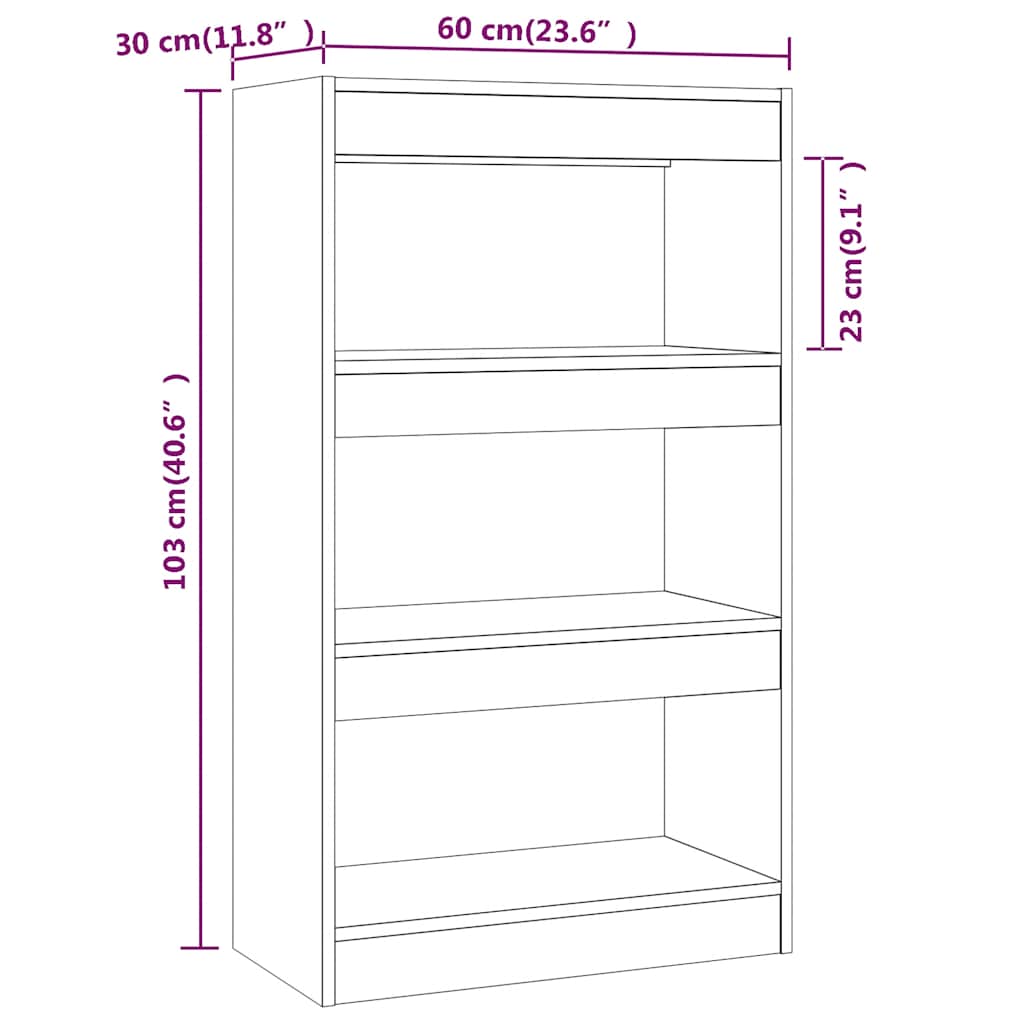 Bücherregal/Raumteiler Betongrau 60x30x103 cm Holzwerkstoff