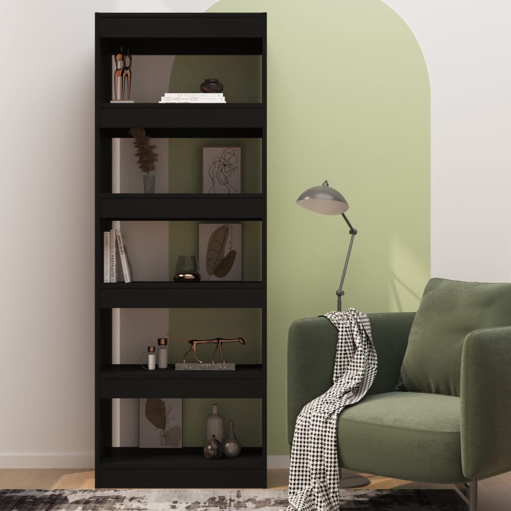 Bücherregal/Raumteiler Schwarz 60x30x166 cm Holzwerkstoff